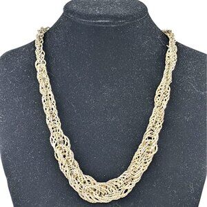 Vintage Handcrafted Silver Braided Necklace With Hook Clasp A451